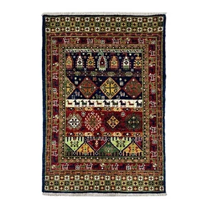 Alfombra de lana oriental pequeña tribal nómada colorida hecha a mano (2'9" x 3'11") - Imagen 1 de 11