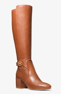 MICHAEL KORS BROWN CARMEN RIDING TALL LOGO BOOTS SIZE 6 - Picture 1 of 9