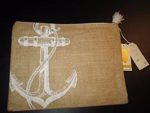 Aweigh We Go Jute Carry-All Case by Mud Pie, Anchor Design, NWT - Picture 1 of 3