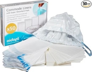 50 x Hygienic Commode Liners with Super Absorbent Pads - Picture 1 of 4