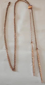 Bolo Lariat Halskette roségoldfarben minimalistisch Stachel baumelt mit Kristallen - Bild 1 von 5