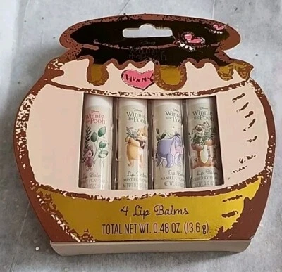 Disney WINNIE THE POOH - Lip Balm Set - 4 Piece Flavored Lip Balms - New In Box - Image 1 of 2