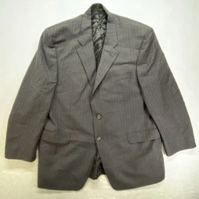 Lauren Ralph Lauren 男式羊毛西装外套 46R 木炭细条纹运动外套夹克 — 第 1/4 张图片