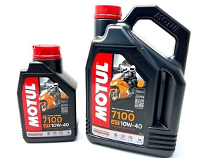 Motul 7100 4T 10W-40 Motorcycle Engine Oil Fully Synthetic 10W40 4L + 1L 5 Litre - Picture 1 of 12