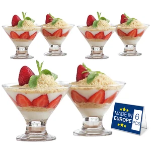 Footed Glass Ice Cream Bowls, Clear Glass Dessert Serving Bowls, 6-Pack, 5.5 Oz - Picture 1 of 8