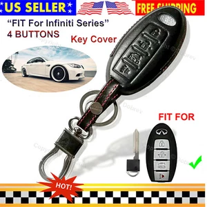 Genuine Leather Case Protector Hold Fob Cover Smart  Remote for Infiniti 4B Key - Foto 1 di 6