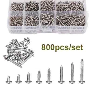 800pcs Mixed Carbon Steel M2 Cross Drive Pan Head Self Tapping Nail Screws Set.. - Picture 1 of 11