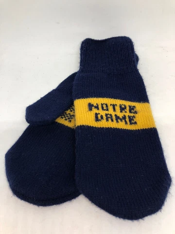 Notre Dame Fighting Irish VTG Knit Football Blue Mittens Gloves Sz Mens Medium Cover