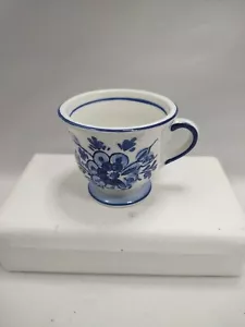 Delft Blue/White Hand Painted Holland Footed Tea Cup - Picture 1 of 5