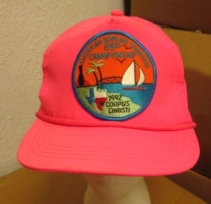 American Bowling Congress Vintage Neon Mütze ABC 1992 Texas Dayglo Cap mit Patch - Bild 1 von 1