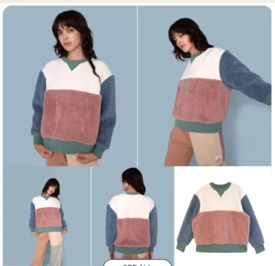 Sudadera L.F. Markey Yannick Vegana Sherpa y Algodón-Pastel Colorblock-Talla 8 Foto 1 de 4