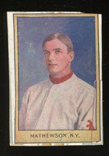 1910 W-UNC Strip Card Baseball Christy Mathewson PR (glued to backing)