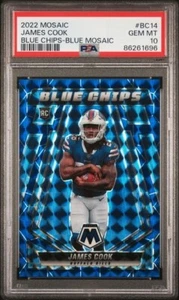 JAMES COOK 2022 Panini Mosaic Blue Chips Blue Prizm /99 Rookie PSA 10 Bills - Picture 1 of 2