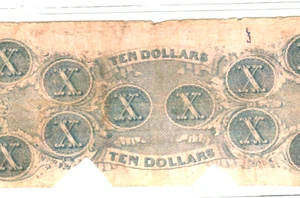 $10 "CONFEDERATE" (BLUEBACK) "1800'S" $10 RARE "BLUEBACK" $10 "CONFEDERATE" - Picture 1 of 3