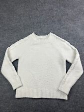 Tahari Cable Knit Sweater Women's Small White Crew Neck Pullover Soft