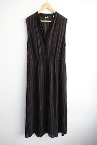 Vince Maxi Dress Womens size 12 Black White Striped Side Slits Pockets Boho - Picture 1 of 17