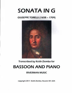 Music for Bassoon Solo & Piano Torelli Sonata in G free acc. mp3 - Picture 1 of 1