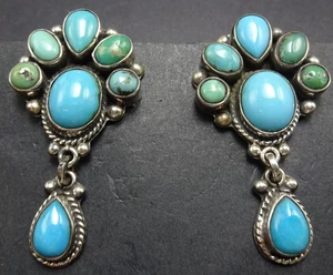 FEDERICO JIMENEZ Sterling Silber TÜRKIS Cluster Clip-On OHRRINGE "Bärentatze" - Bild 1 von 10