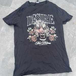 New Look Women’s Tiger Lion Animal Print Desire T Shirt Short Sleeve Black Uk 10 - Picture 1 of 4
