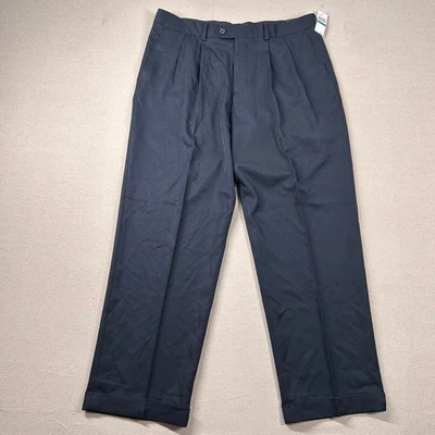 Pantalones Izod Para Hombres 36x30 Doble Plisado Vestido Azul Marino Pantalón Sin Arrugas MetrixFit Foto 1 de 4