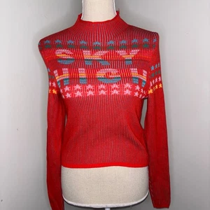 Maglione BDG Urban Outfitters NUOVO Sky High rosso ritagliato manica lunga taglia Medium - Foto 1 di 9