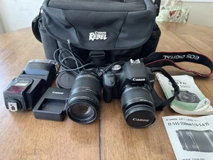 Canon Rebel T1i/500D Complete Set With case, Flash, And Extra Lens EF-S55-250mm - Picture 1 of 24