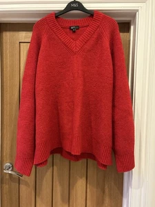 NOBODY'S CHILD Lovely Red Colour Ribbed Effect Chunky Jumper UK XL - Picture 1 of 11