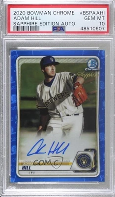 2020 Bowman Chrome Sapphire Edition Prospect Adam Hill PSA 10 GEM MT Auto - Image 1 of 2