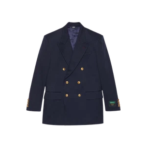 Gucci Cotton Gabardine Jacket with Label Dark Blue - Picture 1 of 2