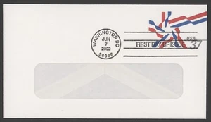 U649 37c Red & Blue Star Ribbon Stamped Envelope, Windowed Size #6 FDC - Picture 1 of 1