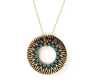 Authentic!! New House of Harlow 1960 Circle Pendant Necklace in Turquoise - Picture 1 of 2