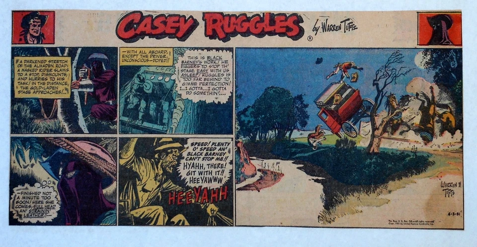 Casey Ruggles por Warren Tufts - página de quadrinhos colorida de domingo - 3 de junho de 1951 - Imagem 1 de 1