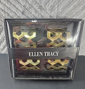 NUEVOS ANILLOS SERVILLETEROS ELLEN TRACY / LAZOS DE CORTINA (4) HEXÁGONO DORADO - Imagen 1 de 5