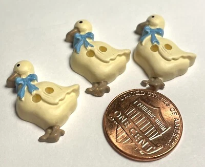 3 Vtg JHB Hand-Paint Resin Yellow Mother Goose Novelty Buttons 24mm 15/16" 15015 - Image 1 of 2