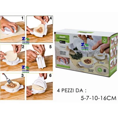 GENERAL TRADE SPA STAMPO STAMPI FORMA RAVIOLI CALZONI PANZEROTTI PER PASTA RIPIENA SET 4 PZ.