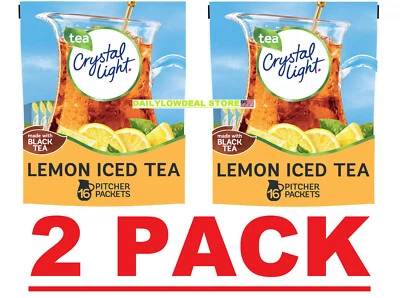2 PACK - 16ct Crystal Light Lemon Iced Tea Powdered Drink Mix (Total 32 Packets) - Image 1 of 4