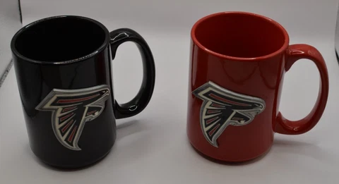 (2) Atlanta Falcons Coffee Mug Red & Black - Slightly Used - No Chips Cover