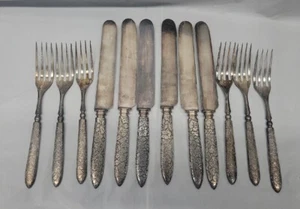 Silverplate Cutlery Co Knives And Forks 1887 Birmingham Connecticut Flowers 6002 - Picture 1 of 24