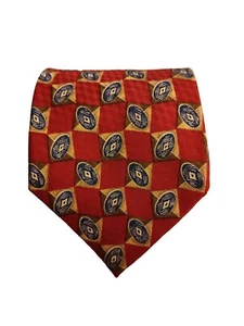 Guess Tie USA American Classic Geometric Pattern 100% Red Silk Made In Italy - Picture 1 of 9