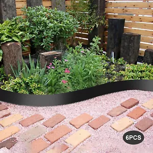 6PCS 40x8Inch Garden Landscape Edging Black Bendable Steel Lawn Garden Border US - Picture 1 of 12