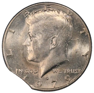 1979-D Kennedy Half Dollar ANACS AU58 Curved Rim Clip Clipped Mint Error - Picture 1 of 8