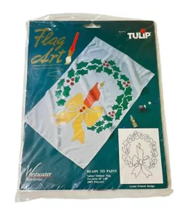 TULIP Ready to Paint Christmas Candle Wreath Flag Indoor/Outdoor 26" x 40" New - Picture 1 of 6