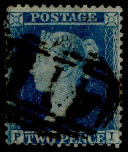 GB QV SG34, 2d blue plate 5 LC14, USED. Cat £70. PI - Picture 1 of 1