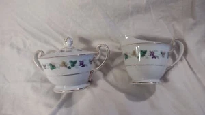 Vintage Noritake China Peony 5168 Creamer & Covered Sugar Bowl Set - Picture 1 of 4