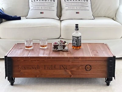 Coffee Table Living Room Table Solid Wood Vintage Shabby Loft Retro L - Image 1 of 4