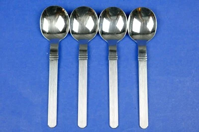 4 овальные суповые ложки Sasaki Rigadin Vignelli Design 7 1/8 дюйма Япония - Изображение 1 из 2