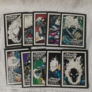 1992 Marvel Ghost Rider COMPLETE GLOW IN THE DARK INSERT CARD SET, #G1-G10 NM- - Picture 1 of 7