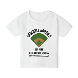 Baseball Brother Toddler T-shirt, Snacks Lover Tee, Heavy Cotton Shirt, Sports - Picture 1 of 25