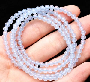 Bracciale perle tonde pietre preziose cristallo acquamarina blu naturale 4,6 mm AAAAA - Foto 1 di 6