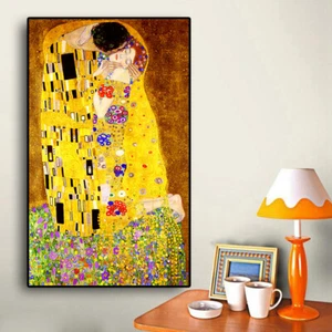 Gustav Klimt kiss Abstract Painting on Canvas Print Poster Art Wall Pictures - Picture 1 of 5